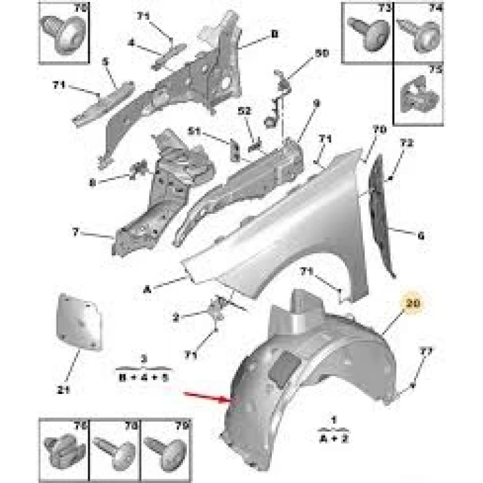 Çamurluk Davlumbazı Ön Sol Psa 508 Iı B.M 2018- (Oem No: 9813678680)
