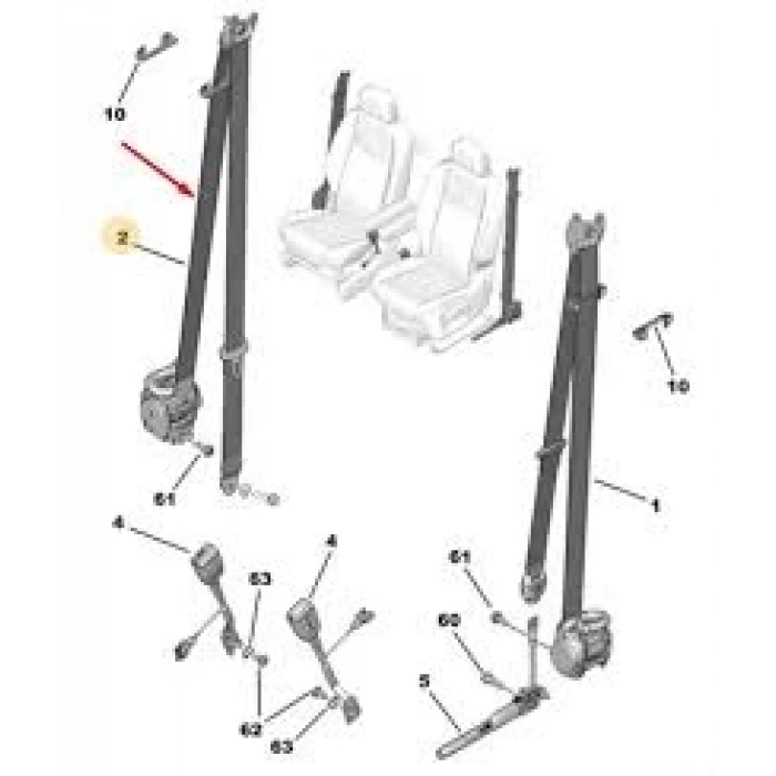 Emniyet Kemeri Komple Sağ Psa Partner / Rıfter B.M 2018- (Oem No: 98172277Xx)