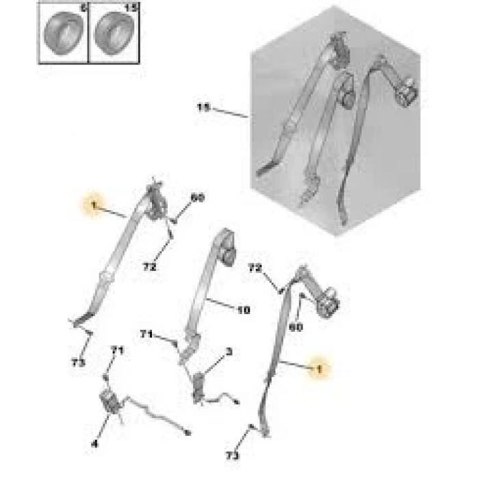 Emniyet Kemeri Komple Sol (Arka) Psa 2008 (P24E)/208 (P21E) B.M 2018- (Oem No: 98412248Xx)