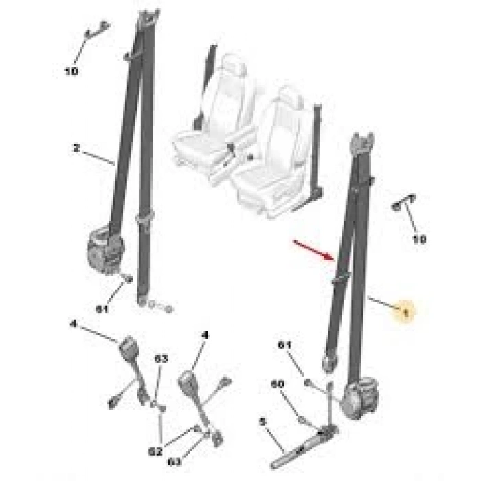Emniyet Kemeri Komple Sol Psa Partner / Rıfter B.M 2018- (Oem No: 98172303Xx)