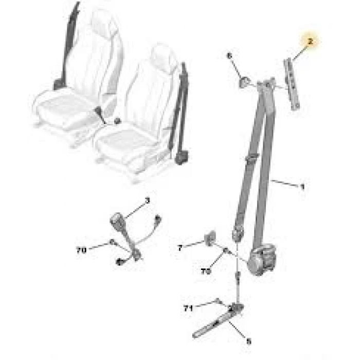 Emniyet Kemeri Yükseklık Ayar Tutucu Psa 3008/5008 B.M 2016- (Oem No: 9813550780)