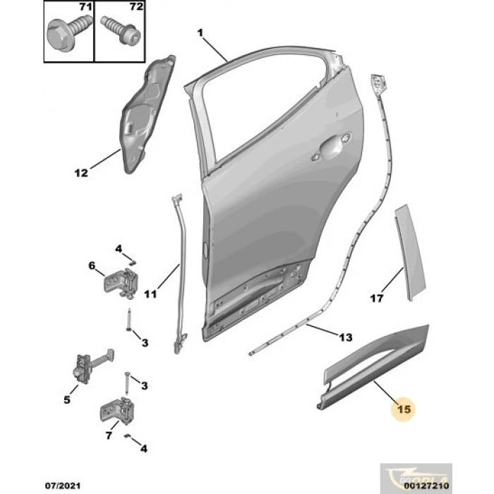 Kapı Bandı Arka Sol Opel Mokka Bm 21- (Oem No: 98410106Xt)