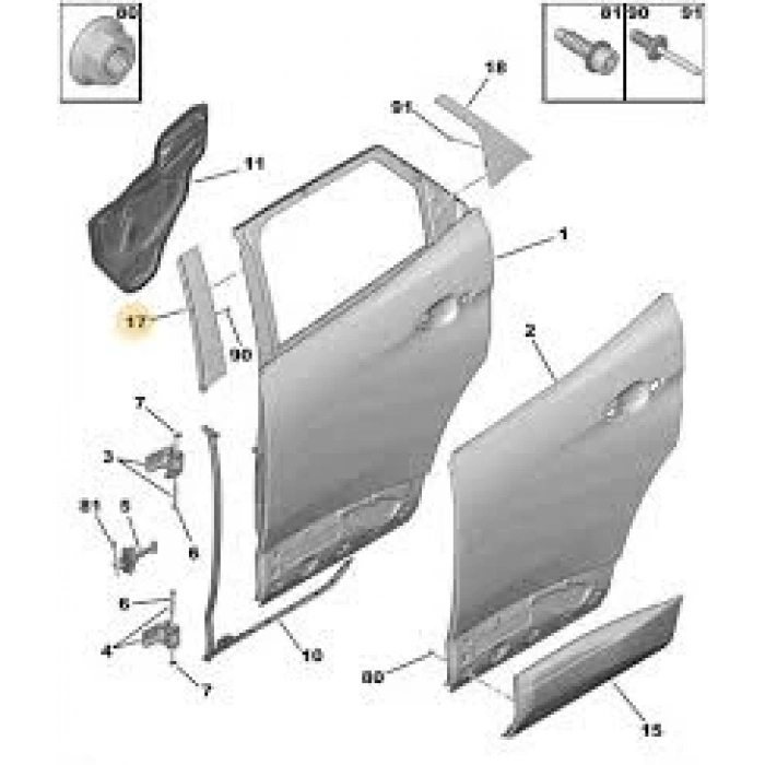 Kapı Direk Bandı Psa 3008/5008 B.M 2016- (Oem No: 9811557380)