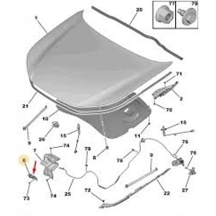 Kaput Kilidi Psa C4 (C41) (Oem No: 9821652480)