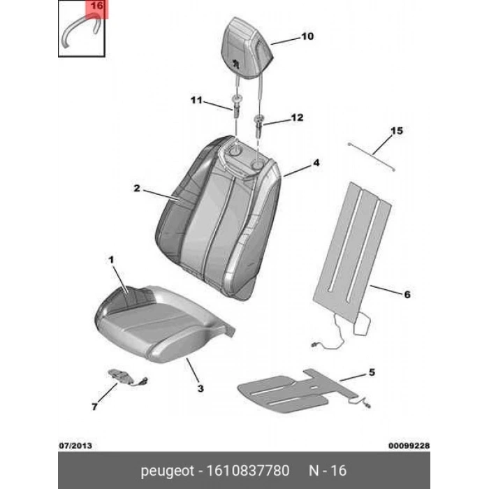 Koltuk Baglantı Agrafı Psa 308/3008 B.M 2014- (Oem No: 1610837780)
