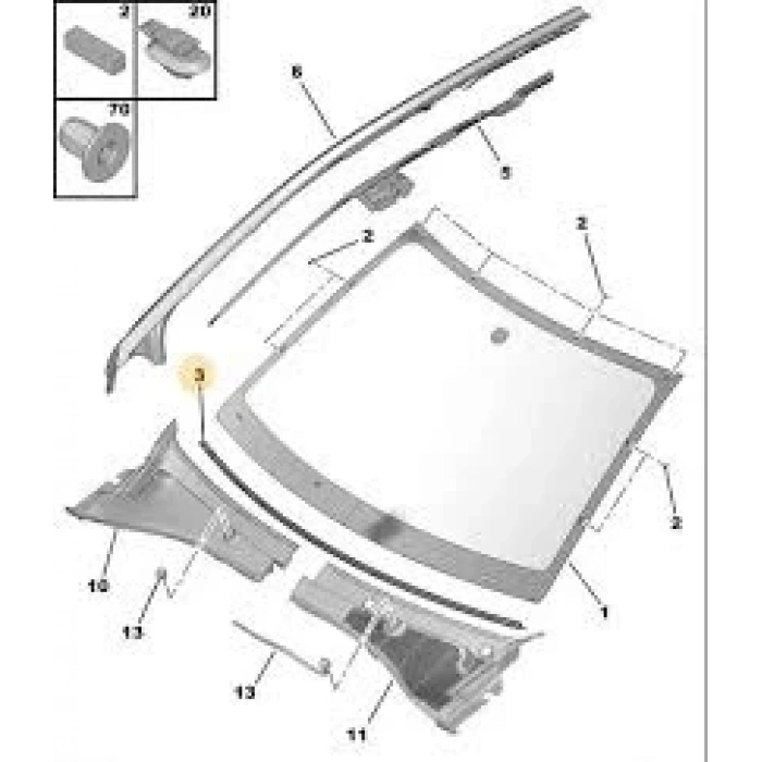 Ön Cam Alt Lastık Psa 301 B.M 2012- (Oem No: 1610580880)