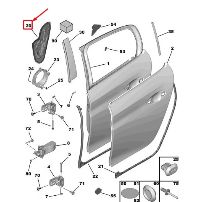 Ön Kapı Sızdırmazlık Panelı : Sol Opel Corsa F Bm 20- (Oem No: 9823198480)