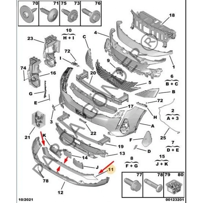 Ön Tampon Alt Çıtası Psa 3008/5008 B.M 2019- (Oem No: 983682721T)