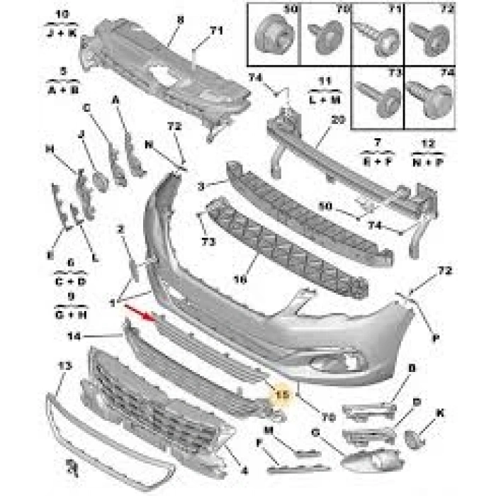 Ön Tampon Alt Havalandırma Psa 301 B.M 2012- (Oem No: 9817521580)