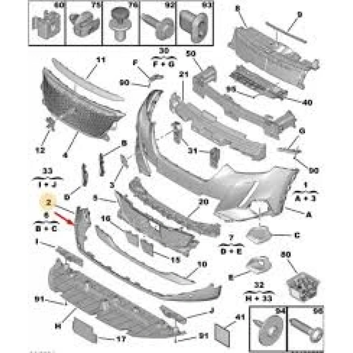 Ön Tampon Alt Parça Psa 2008 B.M 2018- (Oem No: 98280774Xt)
