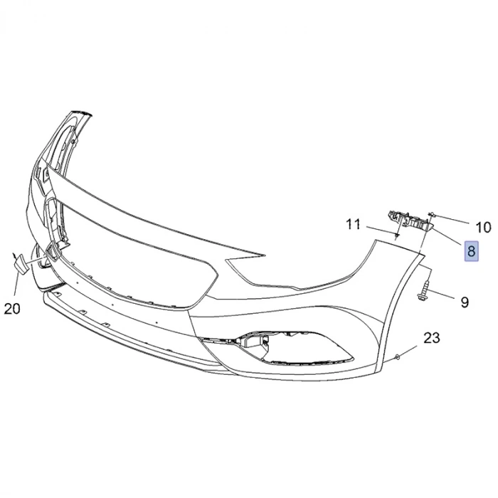 Ön Tampon Braketi Sağ Opel Insıgnıa B Bm 18- (Oem No: Yr00275080)