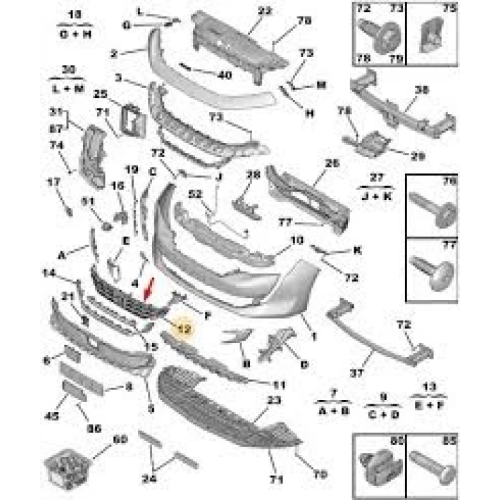 Ön Tampon Panjuru Psa 508 B.M 2019- (Oem No: 9813566480)