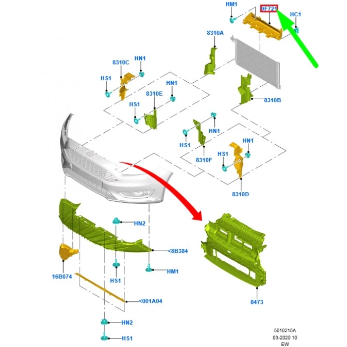 Radyatör Üst Hava Deflektorü Ford Focus 4 Bm 15- (Oem No: F1Eb 9F721 Aa)