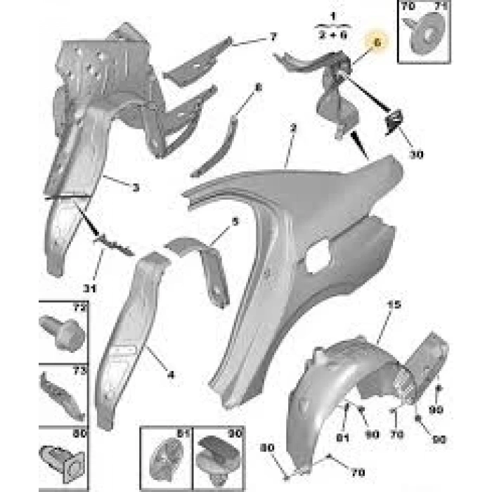 Sağ Arka Stop Sacı Psa 301 B.M 2012- (Oem No: 1608363180)