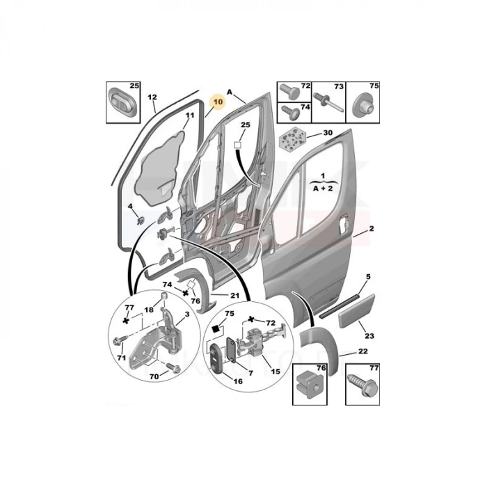 Sol Ön Kapı Gırıs Lastiği Psa Jumper Iıı / Boxer Iıı 97-00 (Oem No: 1618105980)