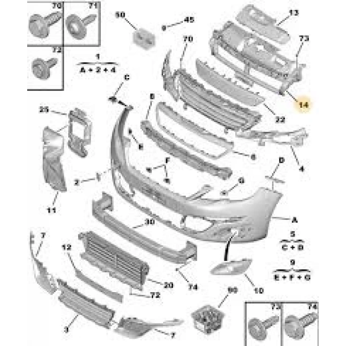 Tampon Üst Bakalıt : Ön Psa 308 13- (Oem No: 96773637Xt)