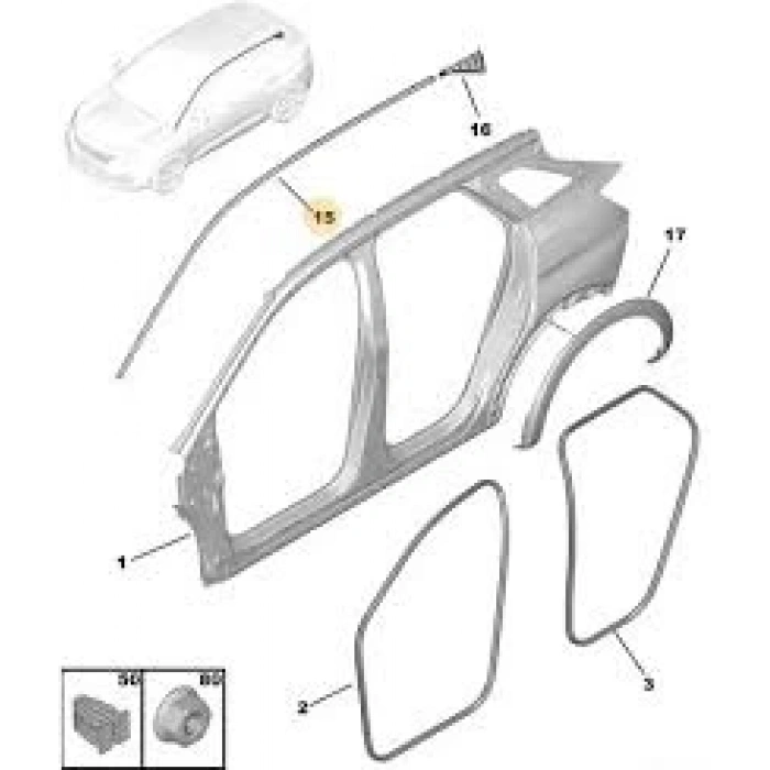 Tavan Kenar Çıtası Sol Psa 3008 B.M 2016- (Oem No: 98270091Vv)