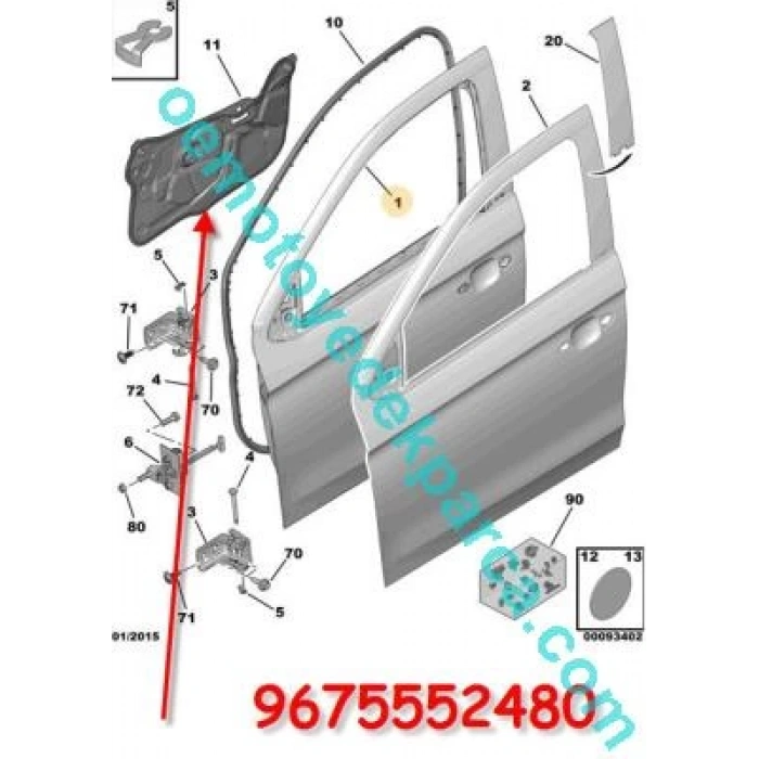 Sag Ön Kapı Izolatörü Psa 301 B.M 2012- (Oem No: 9675552480)