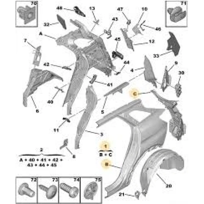 Çamurluk Arka Sag Psa 3008 B.M 2016- (Oem No: 1617343380)