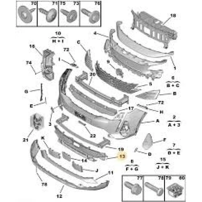 Ön Tampon Alt Izgarası Psa 5008 B.M 2016- (Oem No: 98367683Xt)