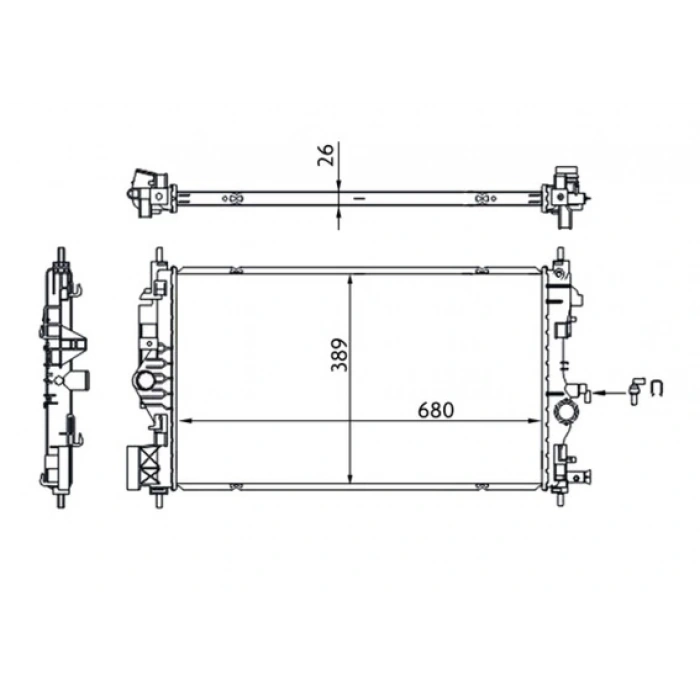 Su Radyatörü Al/Brz 680X398X26 Opel Astra J Zafıra C B16Dth B20Dth 15- (Oem No: 1300346)