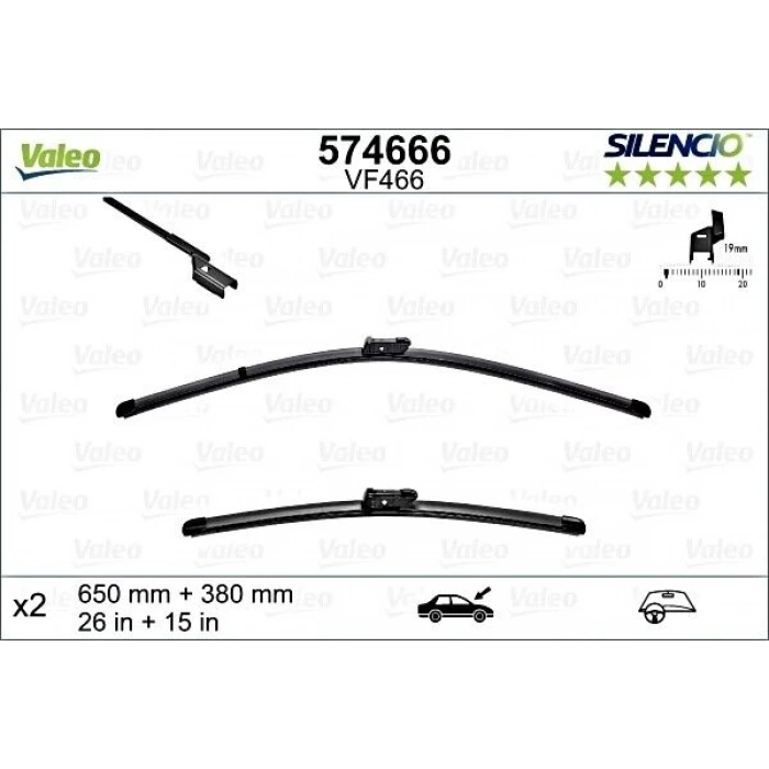 Silecek Süpürgesi Takım 500L 12-18 / Fıesta Vı 09-17 Aerotwın A432S (650+380Mm) (Oem No: 1537389)