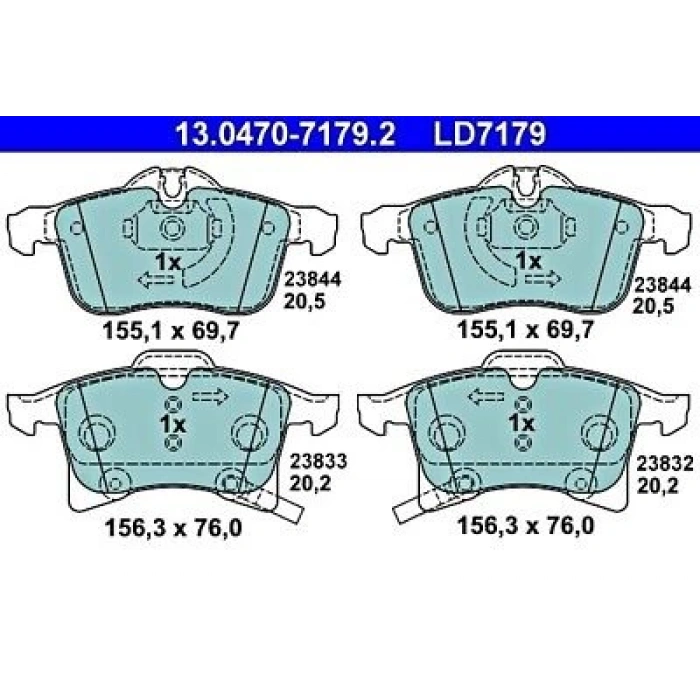Fren Balatası Ön Opel Astra H Combo C Zafıra B Merıva B Bm 04- (Oem No: 1605998)
