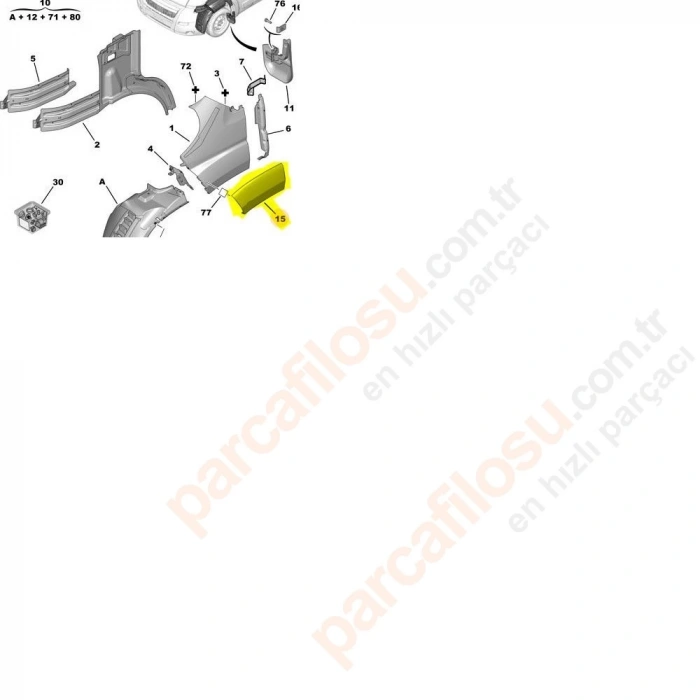 Çamurluk Kusagı Ön Sol Psa Boxer Iv / Ducato B.M 2015- (Oem No: 1612583680)