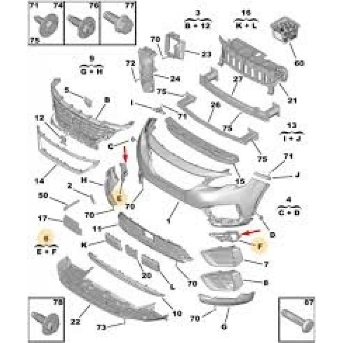 Ön Tampon Baglantıları Psa 5008 (P87) B.M 2017- (Oem No: 1619191680)
