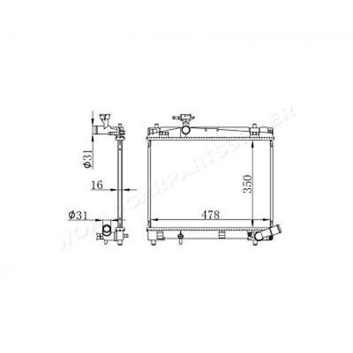 Su Radyatörü 350X478,5X16 Japon Yarıs (P13) 1.33 12- (Oem No: 16400-0Y060)