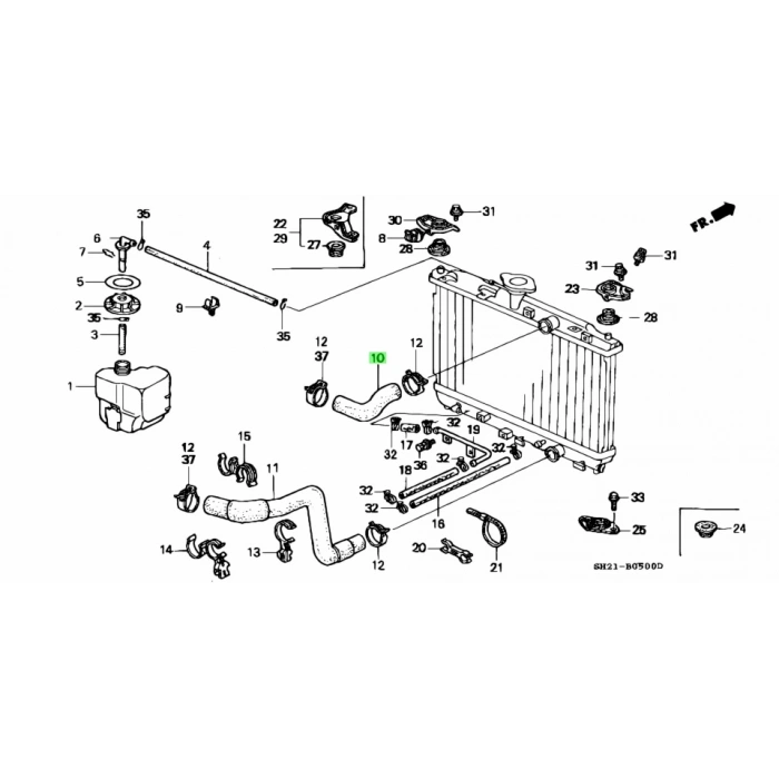 Radyatör Hortumu Üst . Japon Cıvıc (Ed, Ec) 1.4:1.5:1.6 88-91 (Oem No: 19501-Pm3-000)