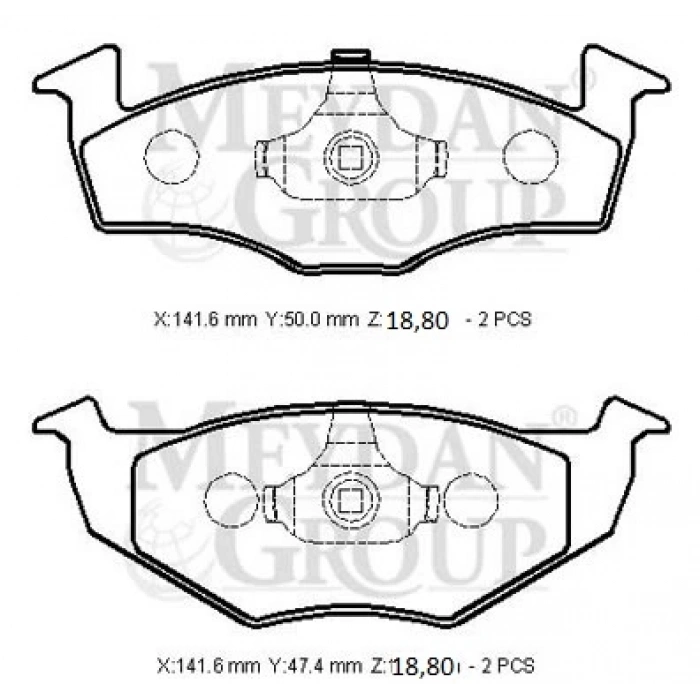 Seat Inca- 97/03; Ön Fren Balatası (Disk) (141,6X50X18,80/141,6X47,4X18,80) (Bramax) (Oem No: 1Jh0698151B)