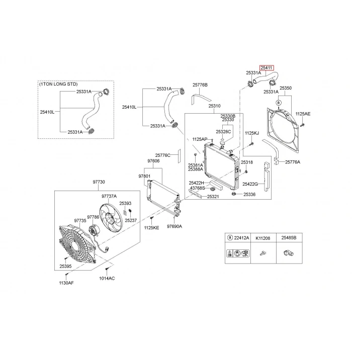 Hortum Radyatör Üst H100 Kamyonet 12Sonrası (Oem No: 25411-4F400)
