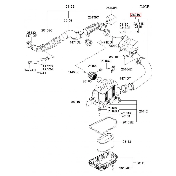 Filtre Girişi Hava Borusu H100 Kamyonet 05Sonrası (Oem No: 28210-4F100)
