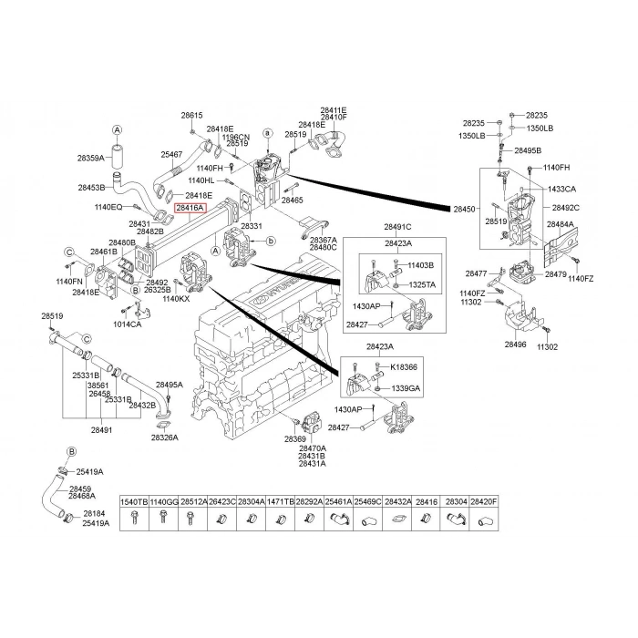 Egr Soğutucu Bongo 10Sonrası K2900 / J3 Euro-4 (Oem No: 28416-4X650)