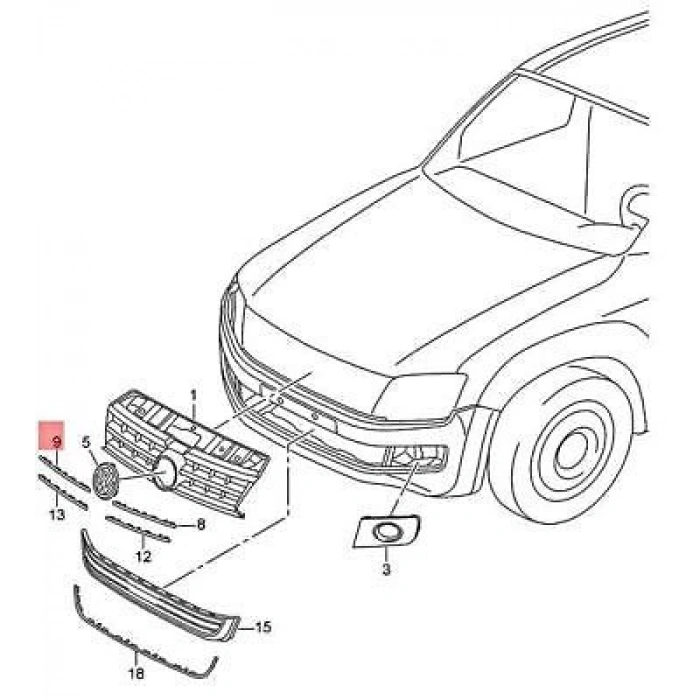 Ön Panjur Çıtası Vw Amarok Bm 15- (Oem No: 2Hh8537642Zz)