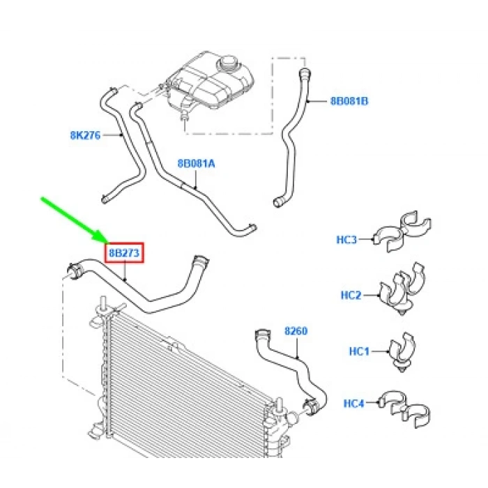 Radyatör Hortumu Alt (+Ac) Ford Connect 1.8 Tdcı 02- (Oem No: 2T14 8B273 Cb)
