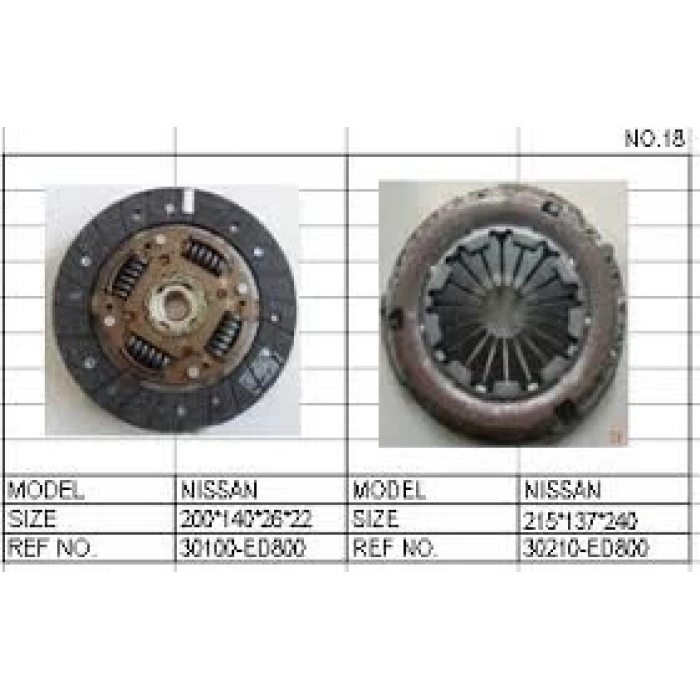 Debrıyaj Setı Rulmansız Japon Qashqaı (J10) : Note (E11) 1.6 06-10 1.6 07-10 (Oem No: 30210-Ed800 + 30100-Ed800)