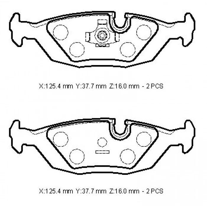 1984-1991 Bmw 3 Serisi Arka Fren Balatası 316-318-320-325 (Kablosuz)(Disk)(125,40X37,70X16)(Bramax) (Adet) (Oem No:34211153196)