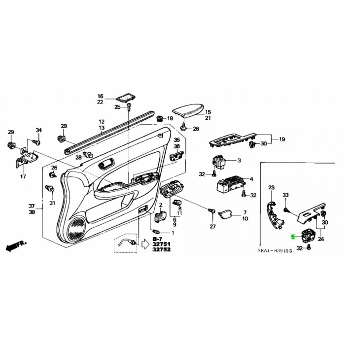 Düğme Cam Açma Accord 03-08 Ön Sağ / Arka Sağ-Sol (Oem No: 35770-Sea-J01)