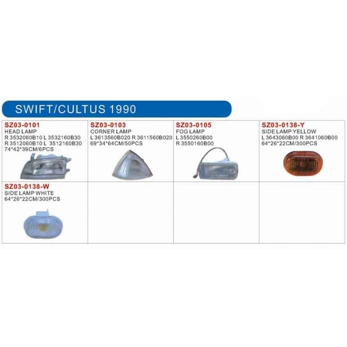 Sinyal Lambası Çamurluk Swıft  89-95 Sarı Duylu Sağ (Oem No: 36410-60B00)