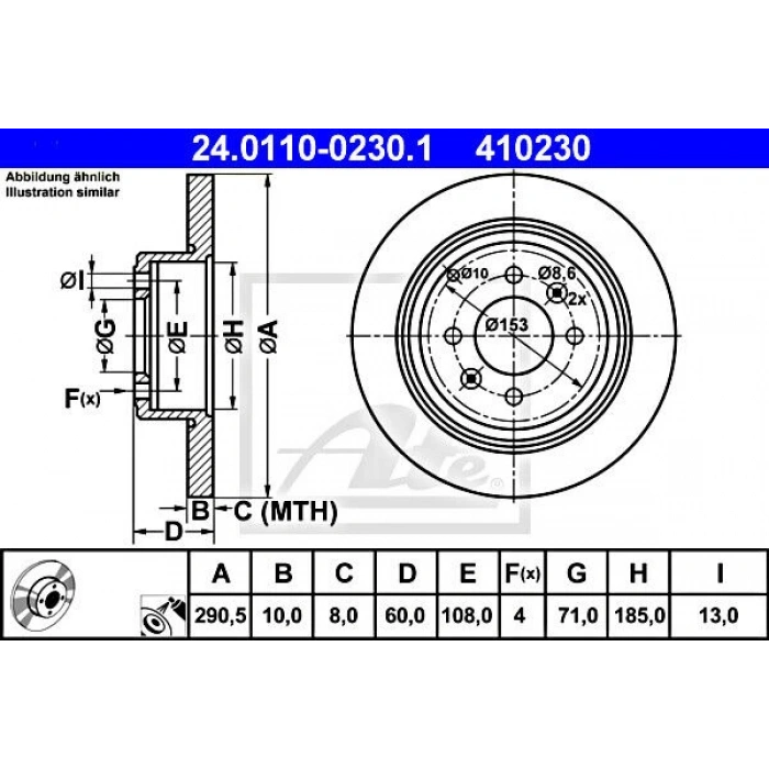 Fren Diski 406  95-04 Arka Düz 290-4 (Oem No: 4246T7)