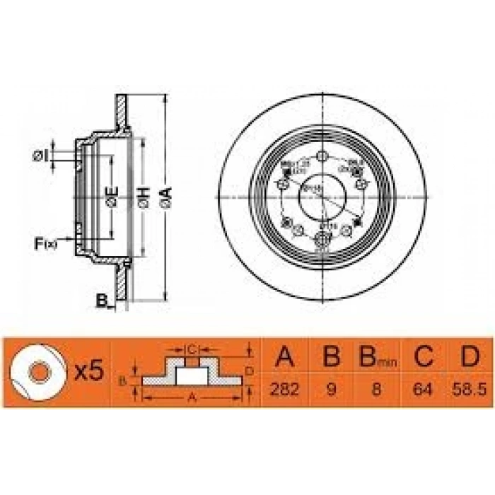 Fren Diski Arka . Japon Crv (Rd) 2.0 02-06 (Oem No: 42510-Sca-E00)