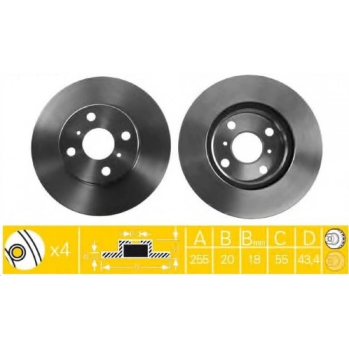 Fren Diski Ön . Japon Yarıs (P1) 1.0:1.3 99-05 (Oem No: 43512-52040)