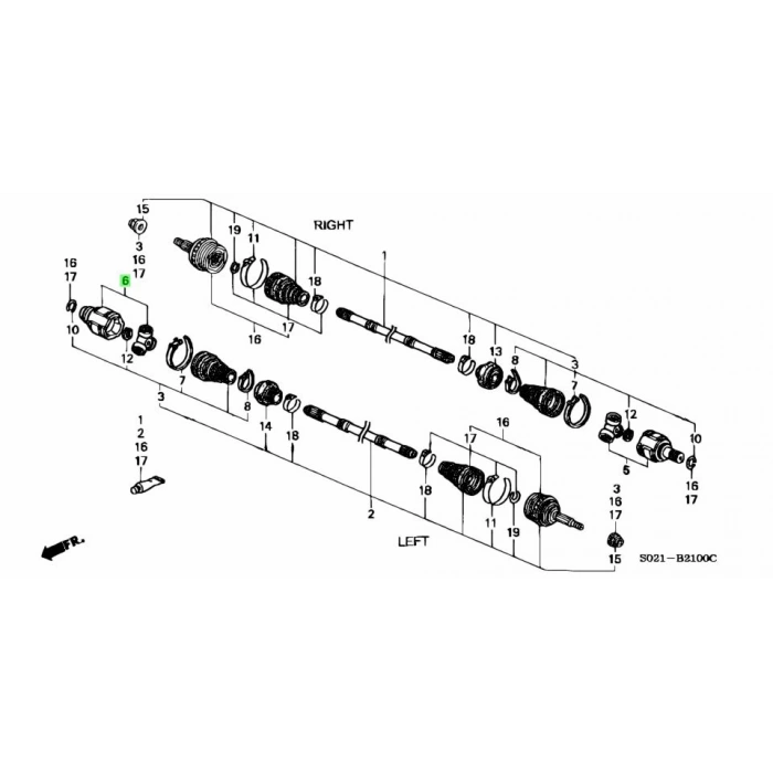Aks Kafası İç  Sol . Japon Cıvıc (Ej, Ek, El) 1.4:1.6 96-00 (Oem No: 44310-S04-900)