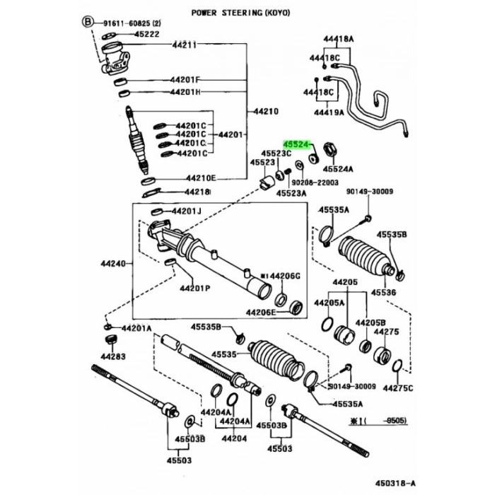 Burç Direksiyon Tıkırtı Corolla   88-98 Hidrolik Mt (Yerli) (Oem No: 45524-12010)