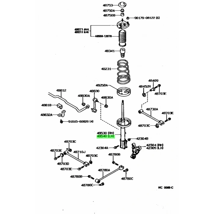Amortısör Arka Sol Gaz Japon Corolla (E9) 1.3:1.6 88-92 (Oem No: 48540-12100)