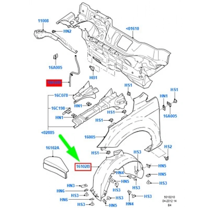 Çamurluk Davlumbazı Ön Sağ Ford Focus/Cmax Bm 04-11 (Oem No: 4M51 16114 Aa)