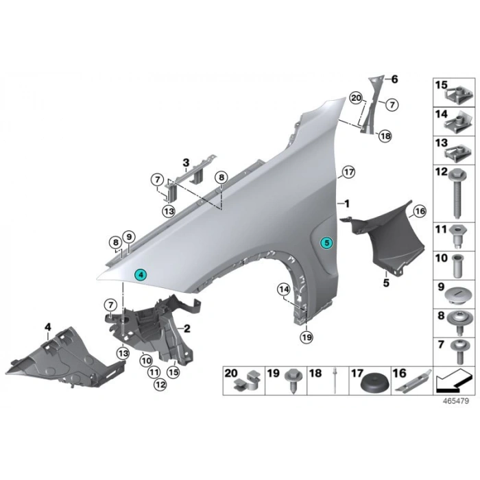 Çamurluk Ön Tutucu : Sol Bmw X5 F15 Bm 14-18 (Oem No: 51657337092)