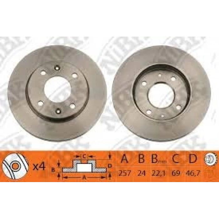 Fren Diski Ön Adet : 257 X 4 Havalı Kore Matrıx/Elantra 00-03/Sonata/Cerato Benzın 2006-2011 (Oem No: 517122F000)